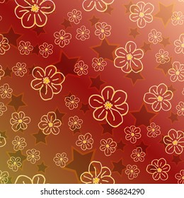 New simple abstract geometric seamless pattern with flower for background. Geometric backdrop with flower silhouette.