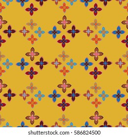 New simple abstract geometric seamless pattern with flower for background. Geometric backdrop with flower silhouette.