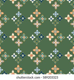 New simple abstract geometric seamless pattern with flower for background. Geometric backdrop with flower silhouette.
