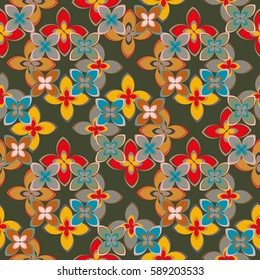 New simple abstract geometric seamless pattern with flower for background. Geometric backdrop with flower silhouette.