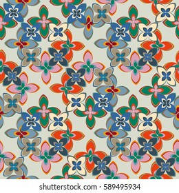 New simple abstract geometric seamless pattern with flower for background. Geometric backdrop with flower silhouette.