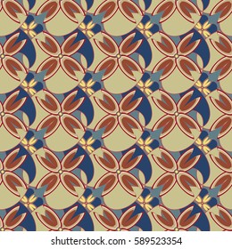 New simple abstract geometric seamless pattern with flower for background. Geometric backdrop with flower silhouette.