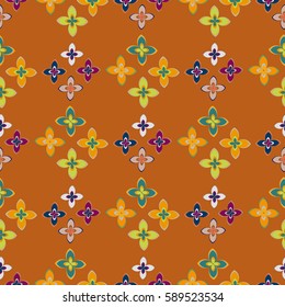 New simple abstract geometric seamless pattern with flower for background. Geometric backdrop with flower silhouette.