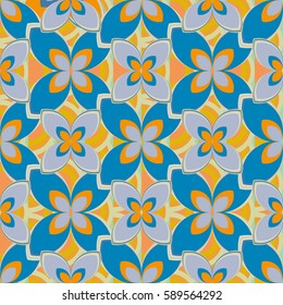 New simple abstract geometric seamless pattern with flower for background. Geometric backdrop with flower silhouette.