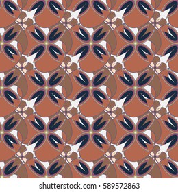 New simple abstract geometric seamless pattern with flower for background. Geometric backdrop with flower silhouette.