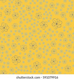 New simple abstract geometric seamless pattern with flower for background. Geometric backdrop with flower silhouette.