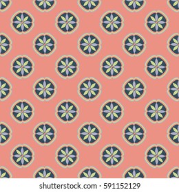New simple abstract geometric seamless pattern with flower for background. Geometric backdrop with flower silhouette.