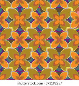 New simple abstract geometric seamless pattern with flower for background. Geometric backdrop with flower silhouette.