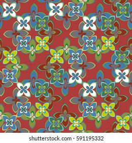 New simple abstract geometric seamless pattern with flower for background. Geometric backdrop with flower silhouette.