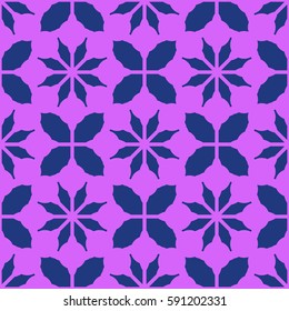 New simple abstract geometric seamless pattern with flower for background. Geometric backdrop with flower silhouette.