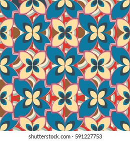 New simple abstract geometric seamless pattern with flower for background. Geometric backdrop with flower silhouette.