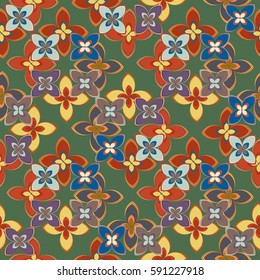 New simple abstract geometric seamless pattern with flower for background. Geometric backdrop with flower silhouette.