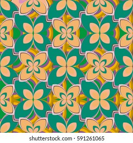 New simple abstract geometric seamless pattern with flower for background. Geometric backdrop with flower silhouette.