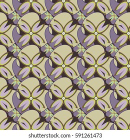 New simple abstract geometric seamless pattern with flower for background. Geometric backdrop with flower silhouette.