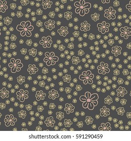 New simple abstract geometric seamless pattern with flower for background. Geometric backdrop with flower silhouette.