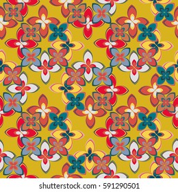 New simple abstract geometric seamless pattern with flower for background. Geometric backdrop with flower silhouette.