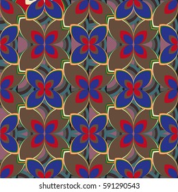 New simple abstract geometric seamless pattern with flower for background. Geometric backdrop with flower silhouette.