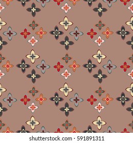 New simple abstract geometric seamless pattern with flower for background. Geometric backdrop with flower silhouette.