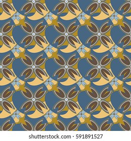 New simple abstract geometric seamless pattern with flower for background. Geometric backdrop with flower silhouette.