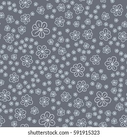 New simple abstract geometric seamless pattern with flower for background. Geometric backdrop with flower silhouette.