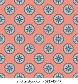 New simple abstract geometric seamless pattern with flower for background. Geometric backdrop with flower silhouette.