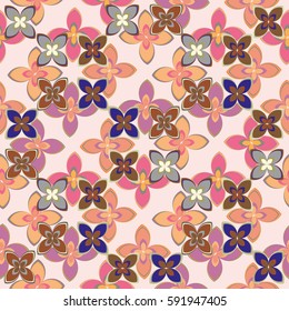 New simple abstract geometric seamless pattern with flower for background. Geometric backdrop with flower silhouette.