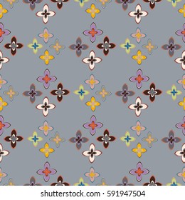 New simple abstract geometric seamless pattern with flower for background. Geometric backdrop with flower silhouette.