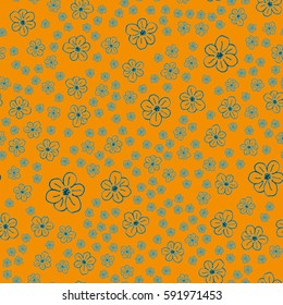 New simple abstract geometric seamless pattern with flower for background. Geometric backdrop with flower silhouette.