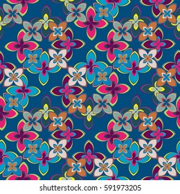New simple abstract geometric seamless pattern with flower for background. Geometric backdrop with flower silhouette.