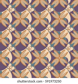 New simple abstract geometric seamless pattern with flower for background. Geometric backdrop with flower silhouette.