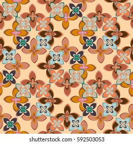 New simple abstract geometric seamless pattern with flower for background. Geometric backdrop with flower silhouette.