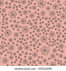 New simple abstract geometric seamless pattern with flower for background. Geometric backdrop with flower silhouette.
