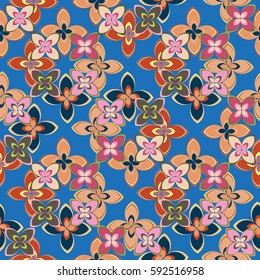 New simple abstract geometric seamless pattern with flower for background. Geometric backdrop with flower silhouette.
