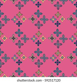 New simple abstract geometric seamless pattern with flower for background. Geometric backdrop with flower silhouette.