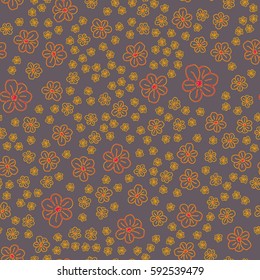 New simple abstract geometric seamless pattern with flower for background. Geometric backdrop with flower silhouette.