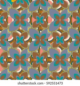 New simple abstract geometric seamless pattern with flower for background. Geometric backdrop with flower silhouette.