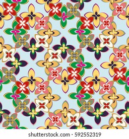 New simple abstract geometric seamless pattern with flower for background. Geometric backdrop with flower silhouette.