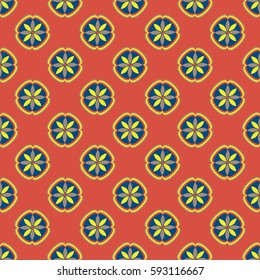 New simple abstract geometric seamless pattern with flower for background. Geometric backdrop with flower silhouette.