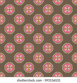 New simple abstract geometric seamless pattern with flower for background. Geometric backdrop with flower silhouette.