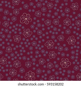 New simple abstract geometric seamless pattern with flower for background. Geometric backdrop with flower silhouette.