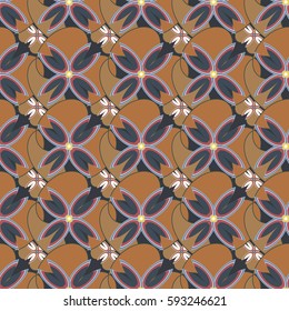 New simple abstract geometric seamless pattern with flower for background. Geometric backdrop with flower silhouette.