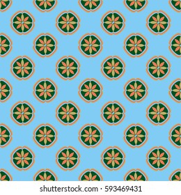 New simple abstract geometric seamless pattern with flower for background. Geometric backdrop with flower silhouette.