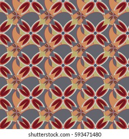 New simple abstract geometric seamless pattern with flower for background. Geometric backdrop with flower silhouette.