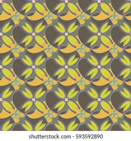 New simple abstract geometric seamless pattern with flower for background. Geometric backdrop with flower silhouette.