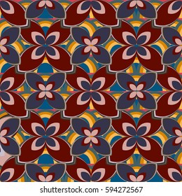 New simple abstract geometric seamless pattern with flower for background. Geometric backdrop with flower silhouette.