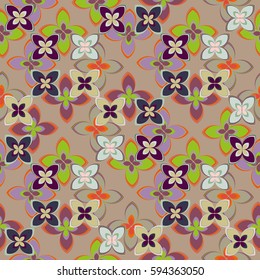 New simple abstract geometric seamless pattern with flower for background. Geometric backdrop with flower silhouette.
