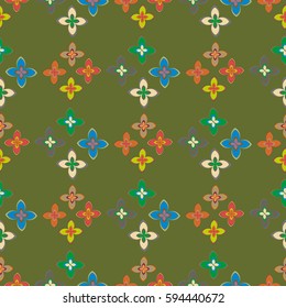 New simple abstract geometric seamless pattern with flower for background. Geometric backdrop with flower silhouette.