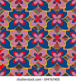 New simple abstract geometric seamless pattern with flower for background. Geometric backdrop with flower silhouette.