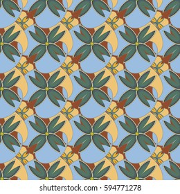 New simple abstract geometric seamless pattern with flower for background. Geometric backdrop with flower silhouette.