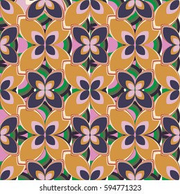 New simple abstract geometric seamless pattern with flower for background. Geometric backdrop with flower silhouette.